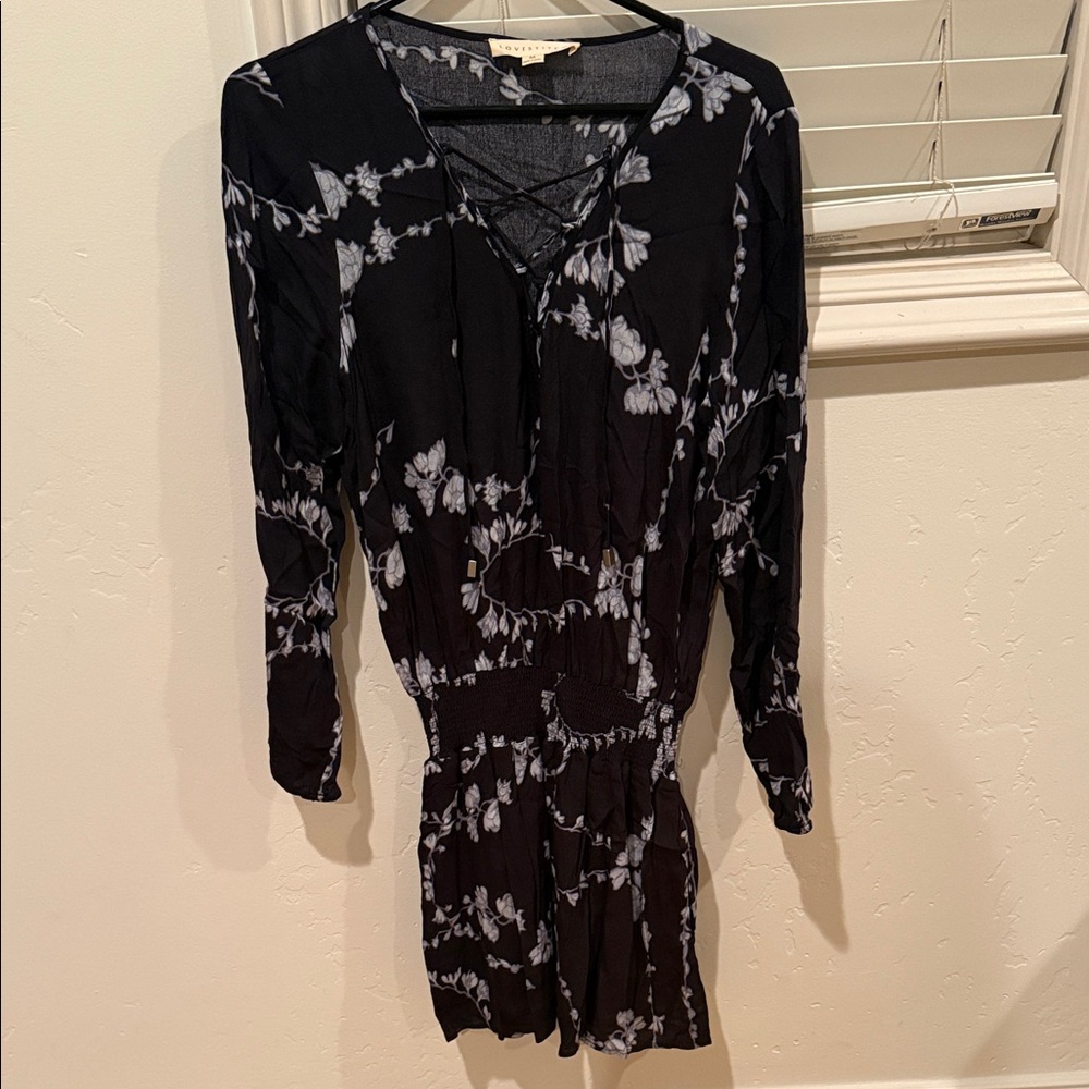 Lovestitch Black and White Floral Long Sleeve Dress
